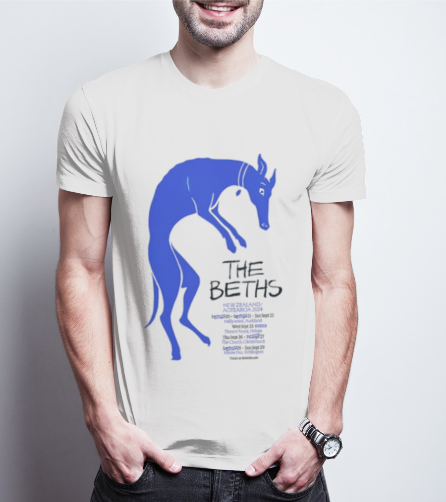 The Beths New Zealand Aotearoa 2024 Tour Blue Jumping Dog T-Shirt