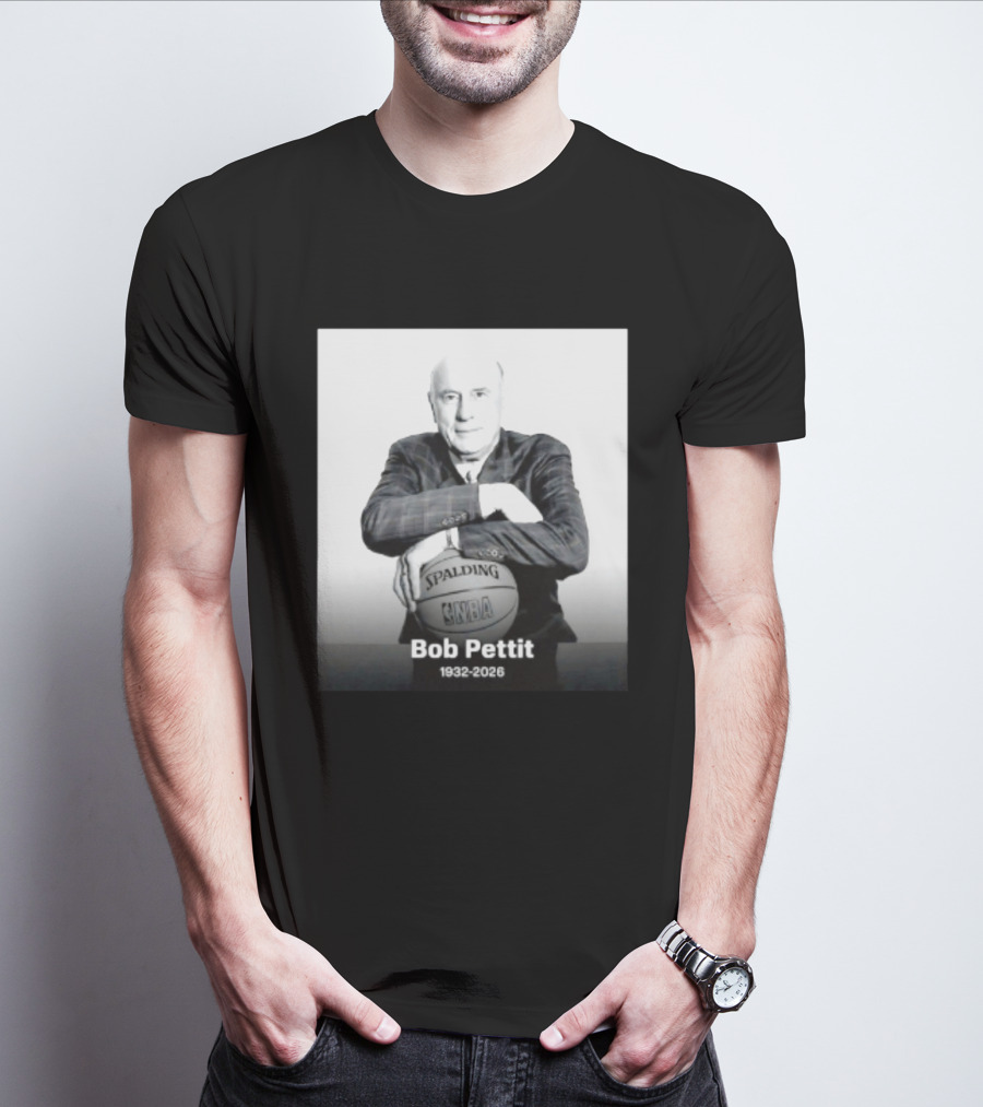 Bob Pettit 1932 2026 Spalding NBA Naismith Hall Of Famer T-Shirt