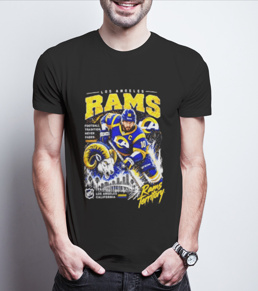 Los Angeles Rams Football Tradition Never Fades Rams Territory California NFL Skyline T-Shirt