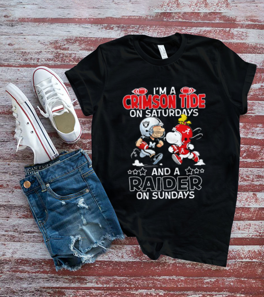 Peanuts I'm A Crimson Tide On Saturdays And A Raider On Sundays T-Shirt