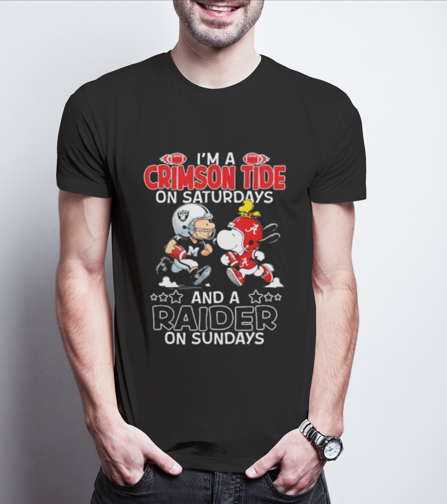 Peanuts I'm A Crimson Tide On Saturdays And A Raider On Sundays T-Shirt