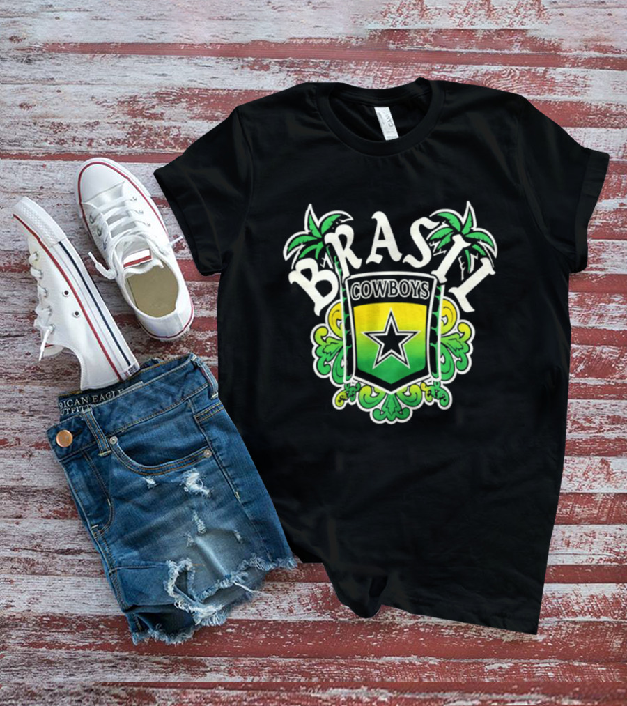 Brasil Cowboys Star Shield Palms Green Yellow T-Shirt