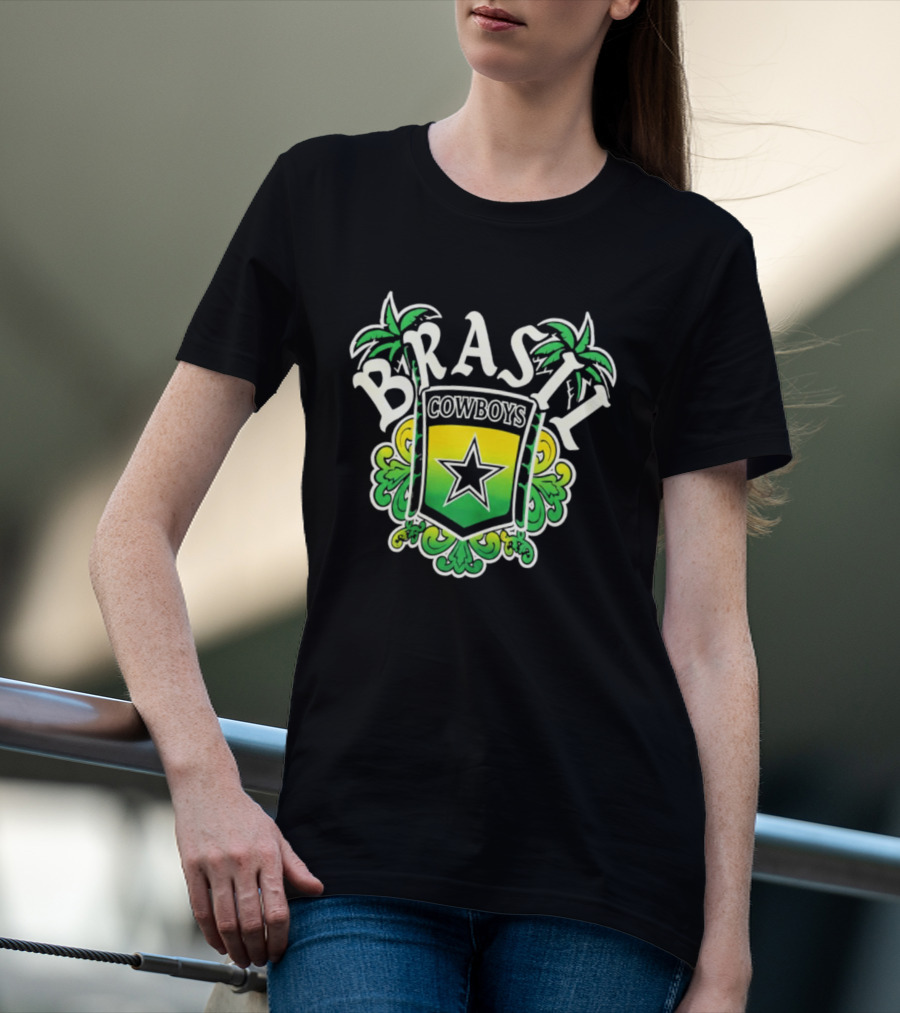 Brasil Cowboys Star Shield Palms Green Yellow T-Shirt