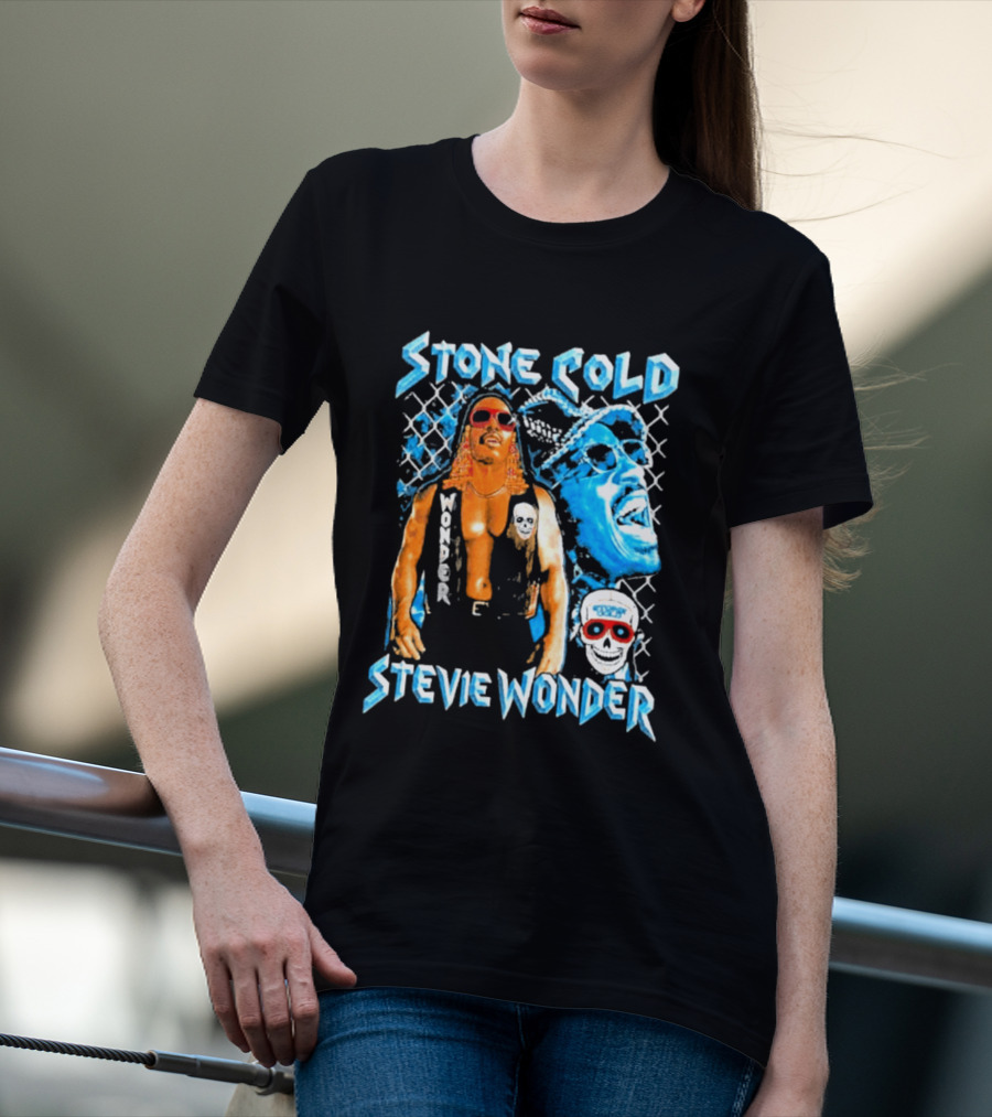 Stone Cold Stevie Wonder Collaboration Red Sunglasses T-Shirt