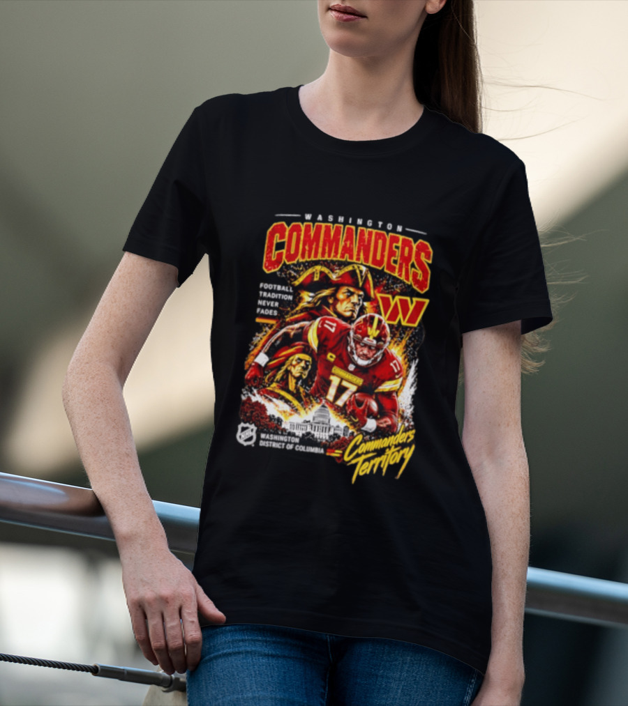 Washington Commanders Football Tradition Never Fades Commanders Territory Washington DC Skyline T-Shirt