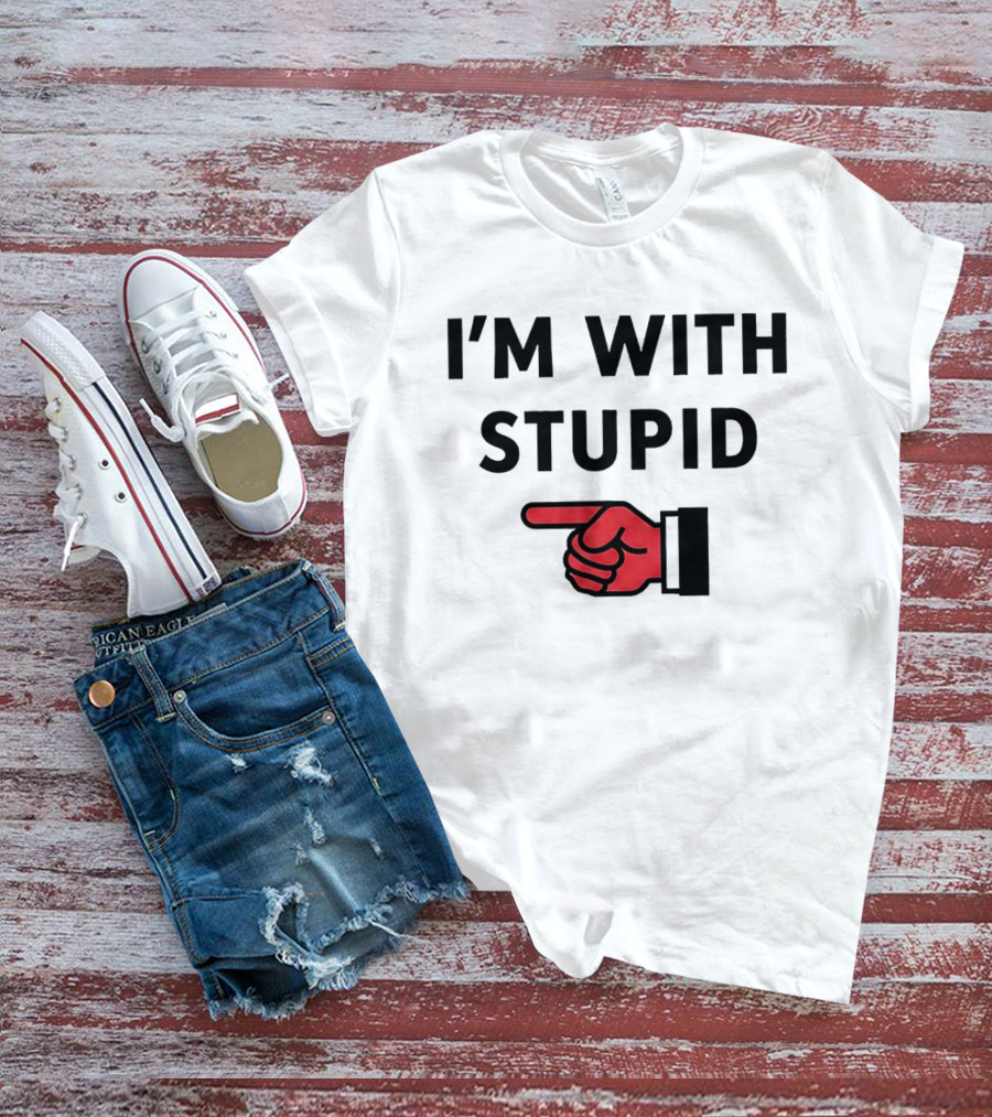 I'm With Stupid Red Pointing Finger T-Shirt
