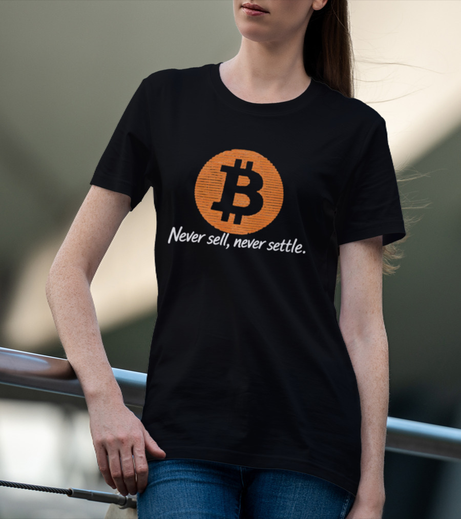 Bitcoin Never Sell Never Settle Orange B T-Shirt