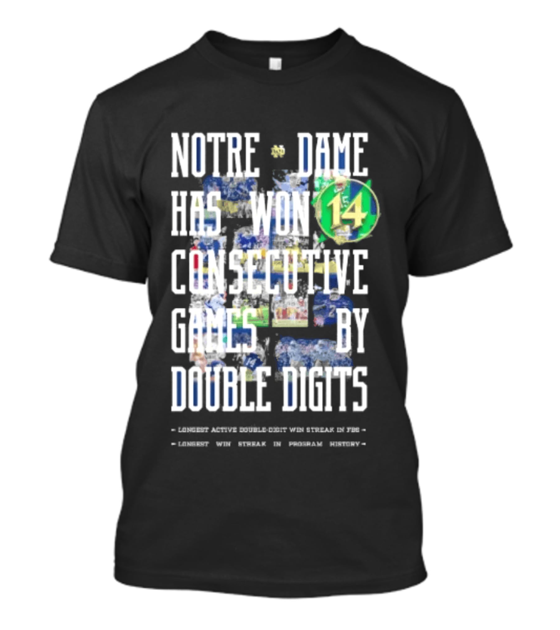 Notre Dame Fighting Irish Has Won 14 Consecutive Games By Double Digits T-Shirt