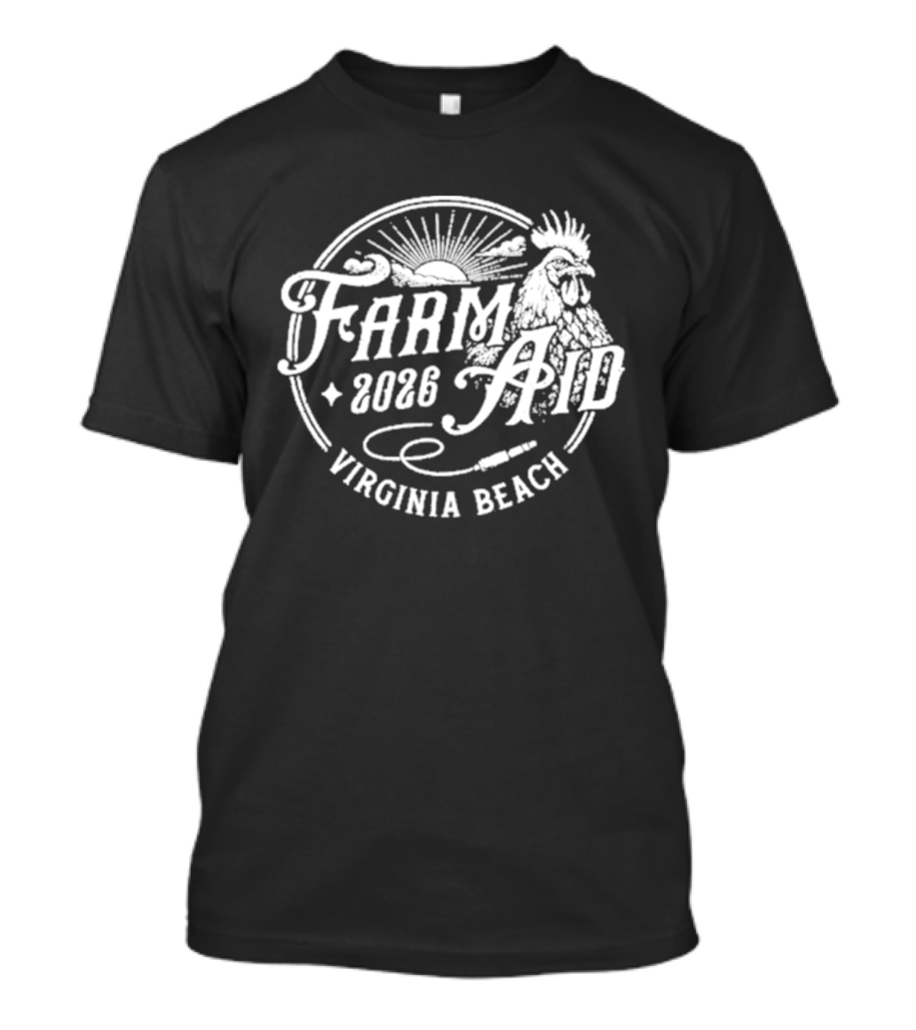 Farm Aid 2026 Virginia Beach Concert Rooster Sunburst T-Shirt
