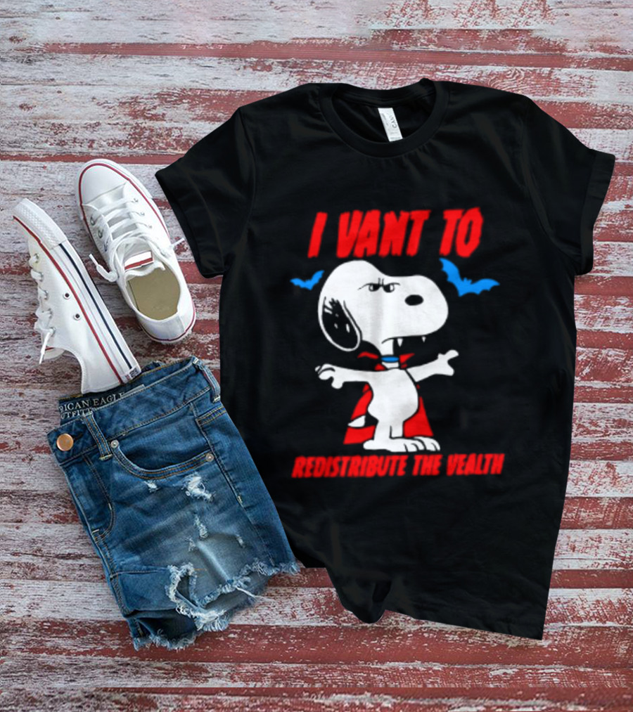 Snoopy I Want To Redistribute The Wealth Halloween Dracula Bats T-Shirt