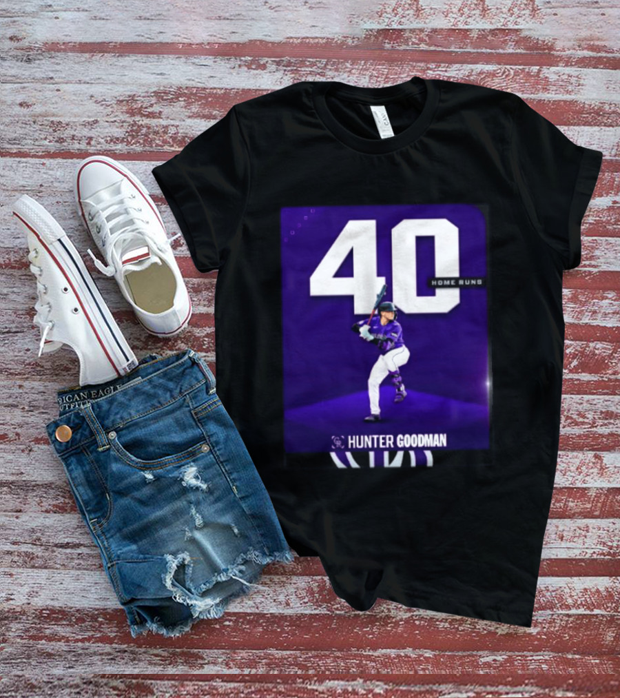 Hunter Goodman 40 Home Runs Colorado Rockies Purple T-Shirt