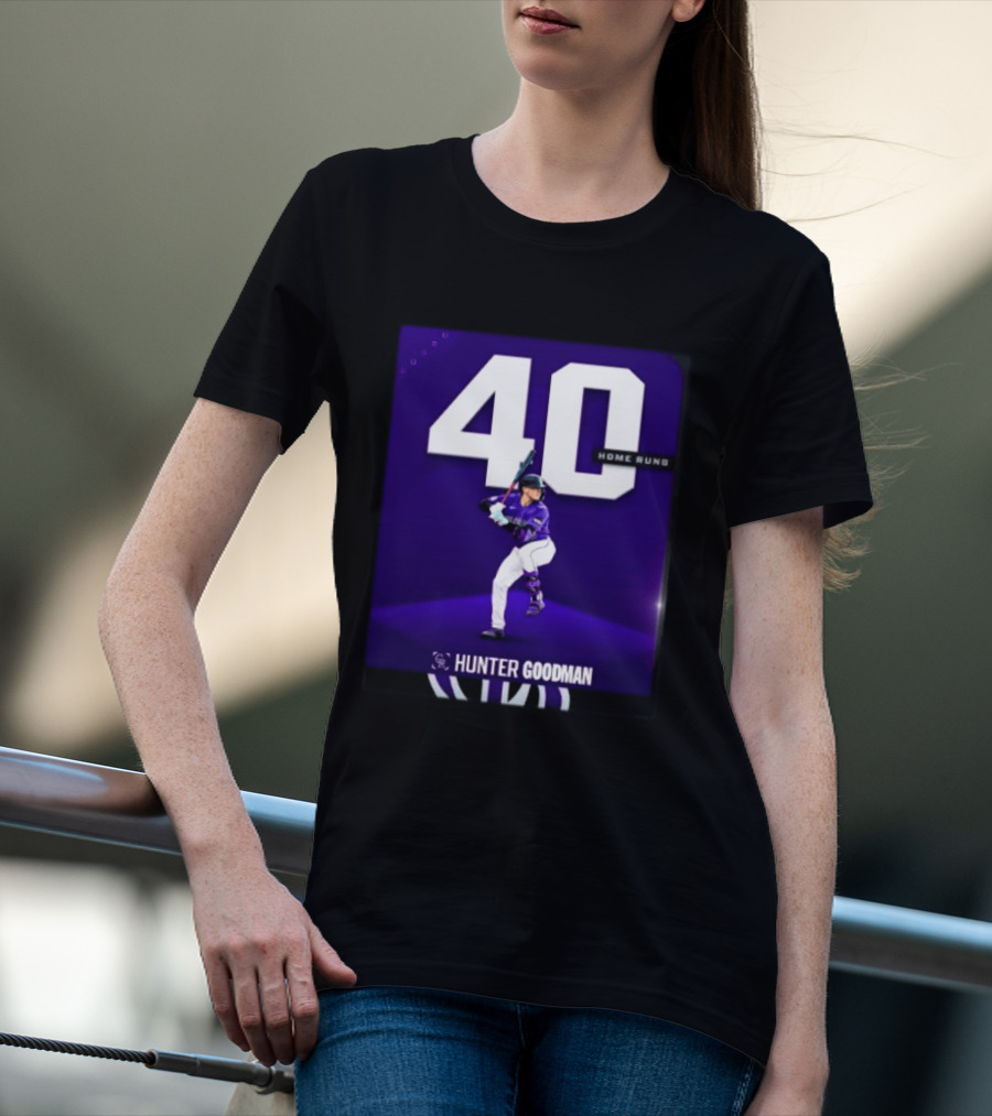 Hunter Goodman 40 Home Runs Colorado Rockies Purple T-Shirt