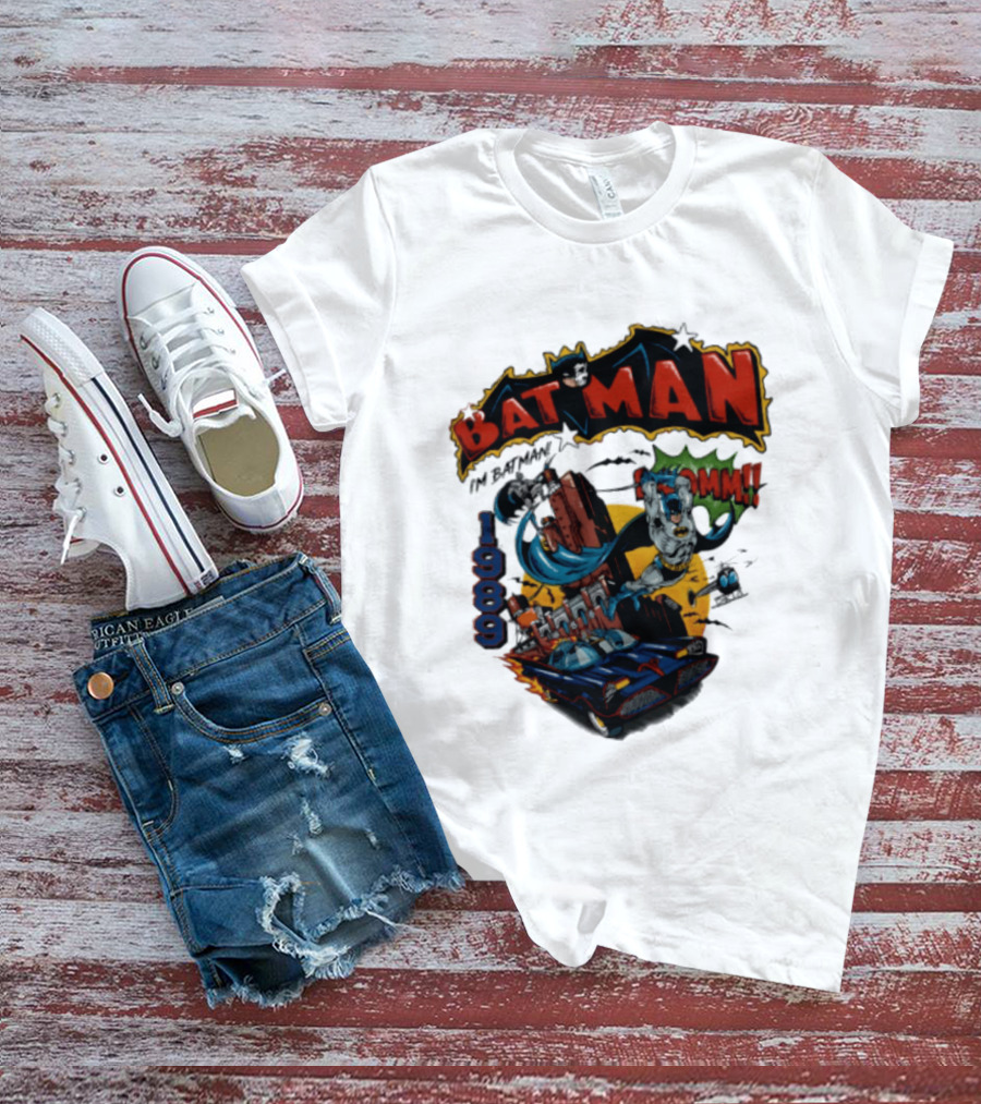 Batman 1989 I'm Batman DC Comics Batmobile T-Shirt