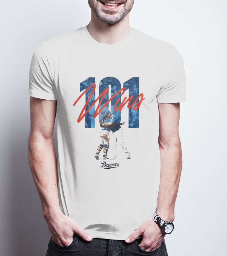 Brewers 101 Wins Robert Gasser William Contreras Celebration T-Shirt