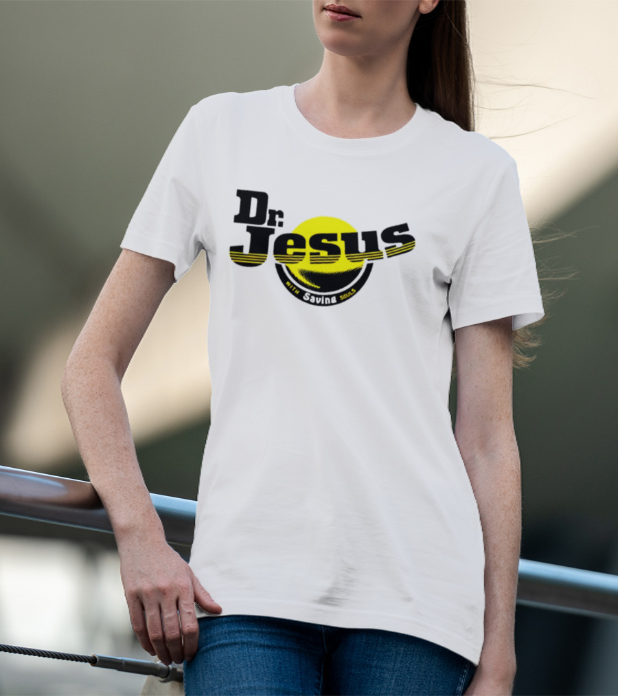 Dr Jesus With Saving Souls Yellow Circle T-Shirt