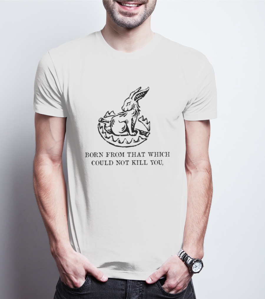 Rabbit Born From That Which Could Not Kill You Egg Shell Triumphant Resilience T-Shirt