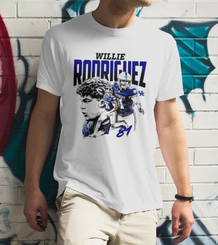 Willie Rodriguez 81 Kentucky Wildcats NCAA Football Player UK T-Shirt