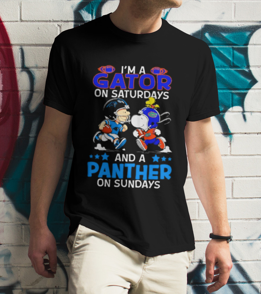 Peanuts I'm A Gator On Saturdays And A Panther On Sundays Football T-Shirt