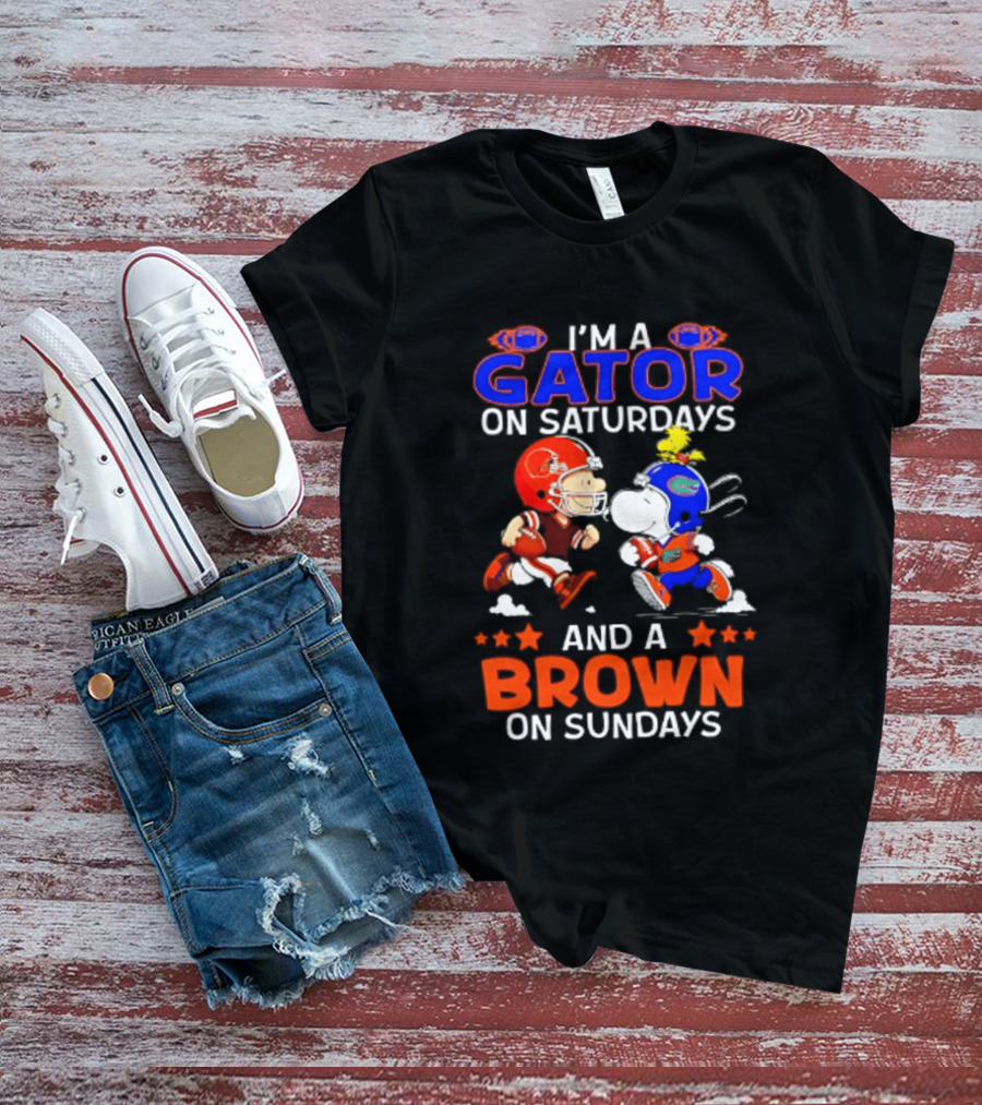 Gator On Saturdays Brown On Sundays Peanuts Football Fan T-Shirt