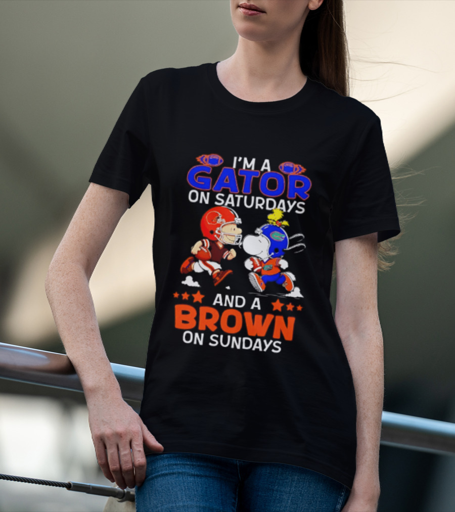 Gator On Saturdays Brown On Sundays Peanuts Football Fan T-Shirt