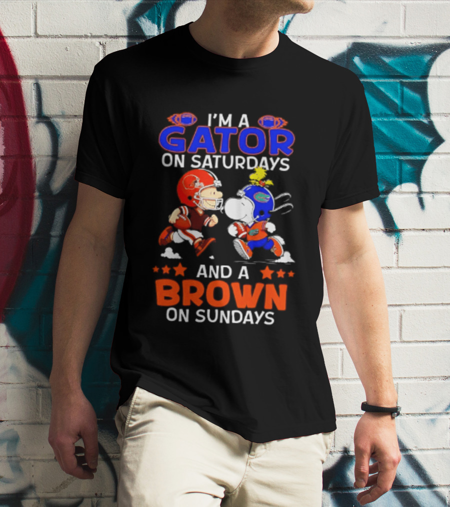Gator On Saturdays Brown On Sundays Peanuts Football Fan T-Shirt