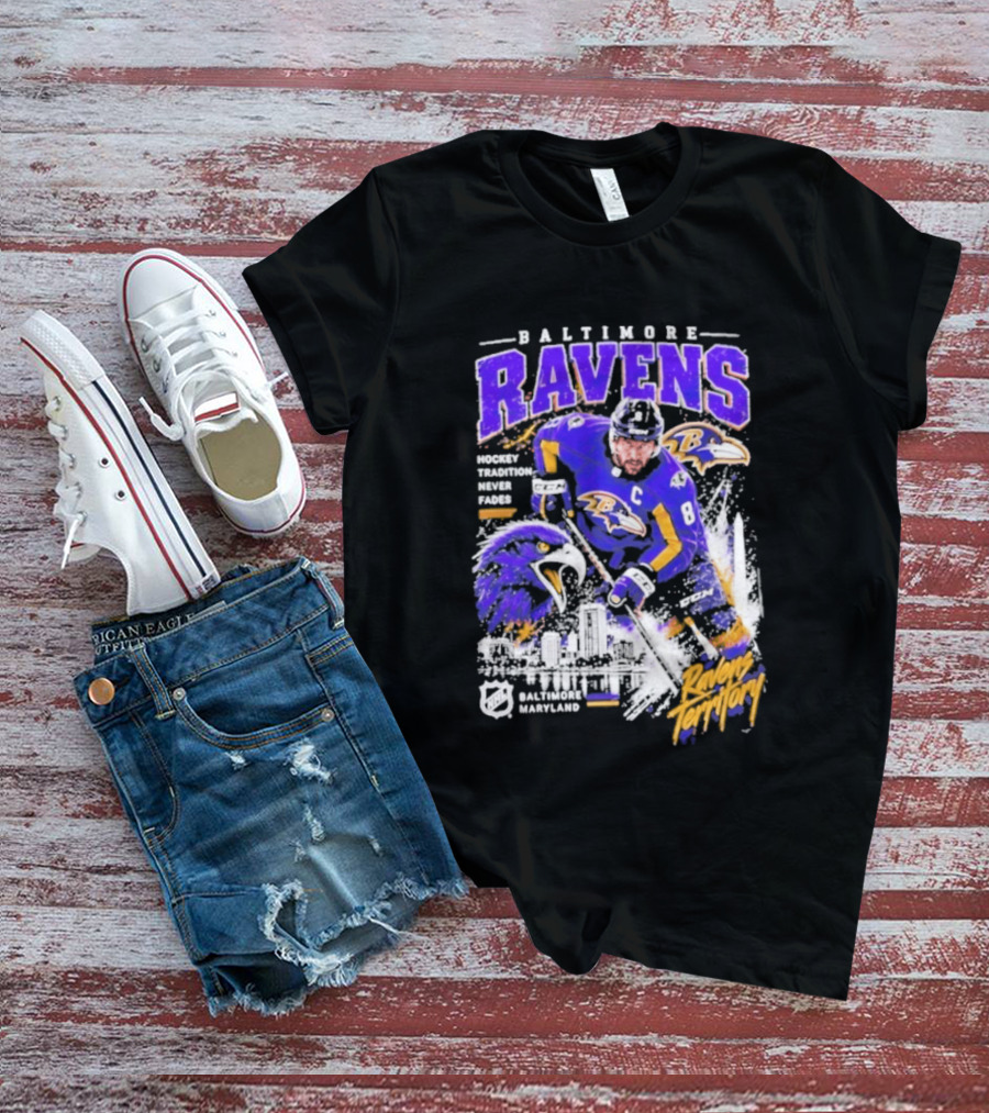 Baltimore Ravens Territory Tradition Never Fades Skyline Maryland Hockey T-Shirt