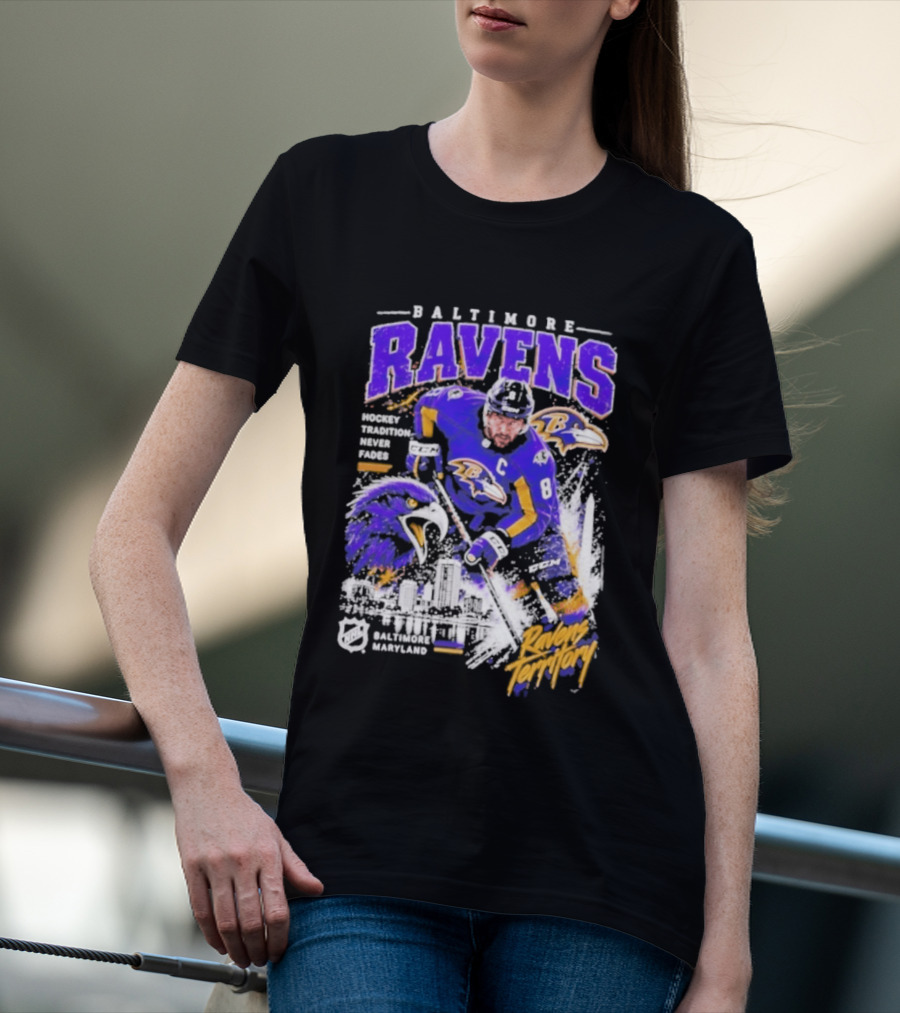 Baltimore Ravens Territory Tradition Never Fades Skyline Maryland Hockey T-Shirt