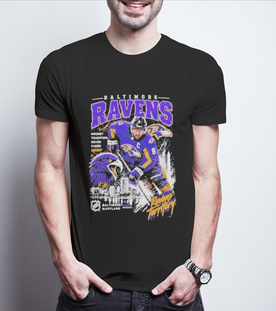 Baltimore Ravens Territory Tradition Never Fades Skyline Maryland Hockey T-Shirt