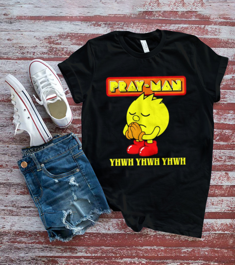 Pray Man YHWH Spiritual Pac Man Symbolism T-Shirt