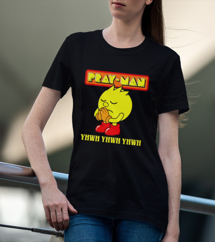 Pray Man YHWH Spiritual Pac Man Symbolism T-Shirt