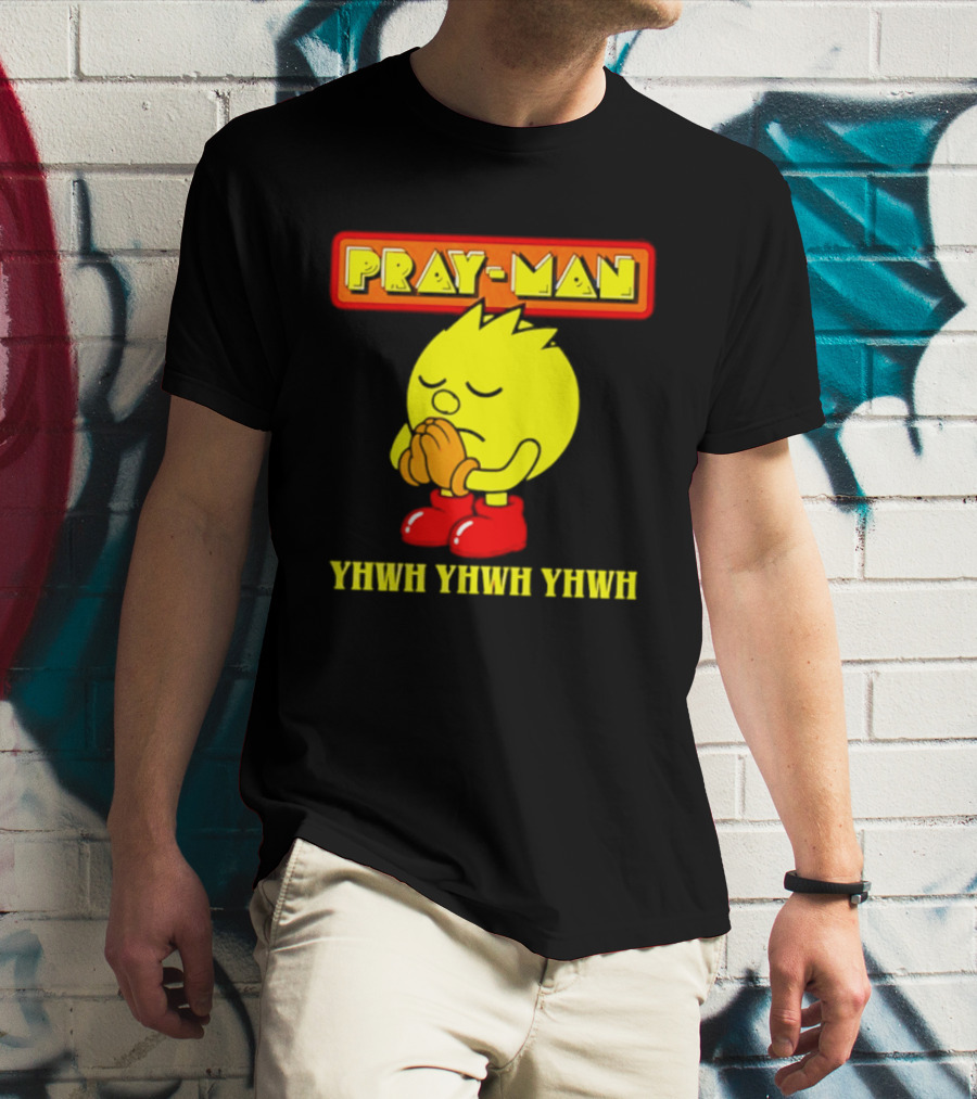 Pray Man YHWH Spiritual Pac Man Symbolism T-Shirt