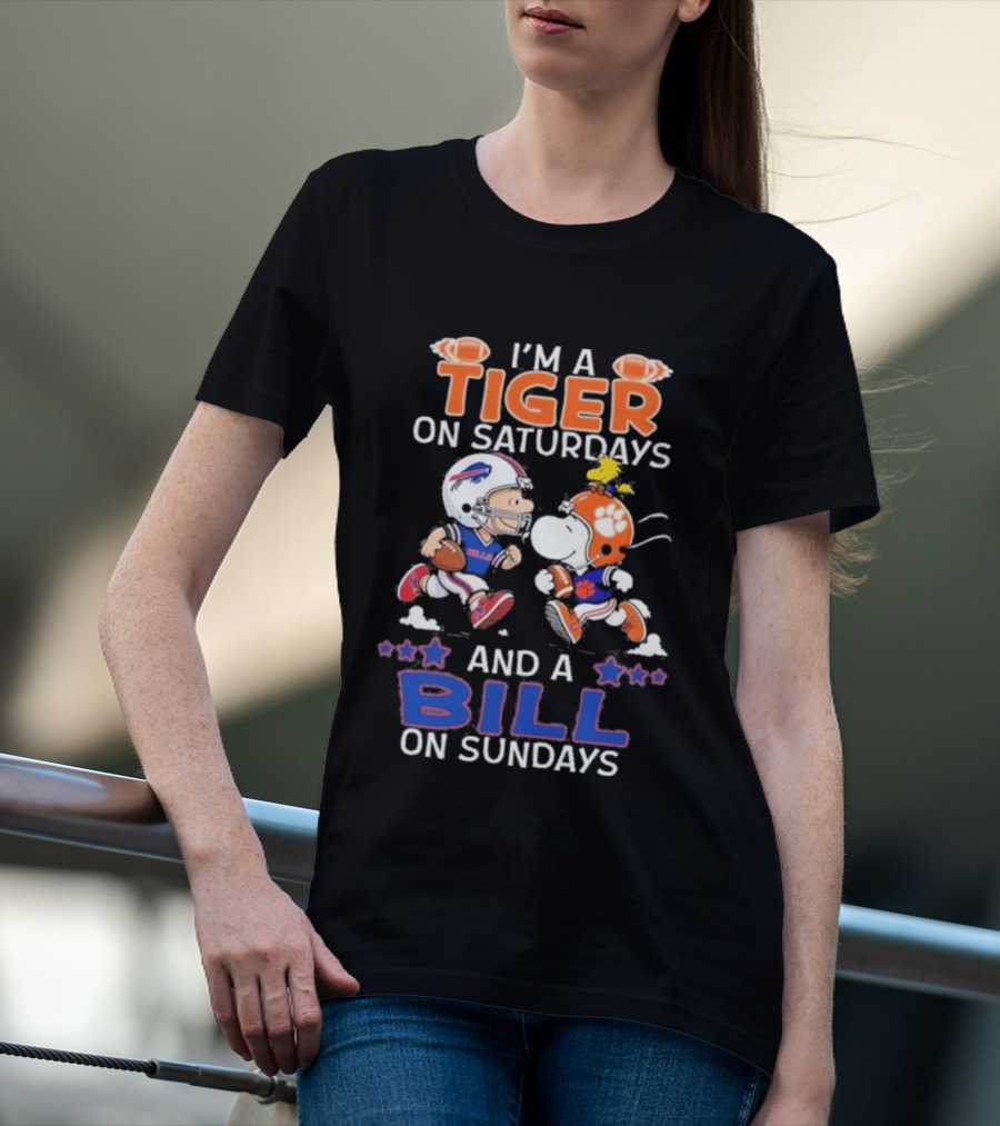 Charlie Brown Snoopy Tiger Saturdays Bill Sundays T-Shirt