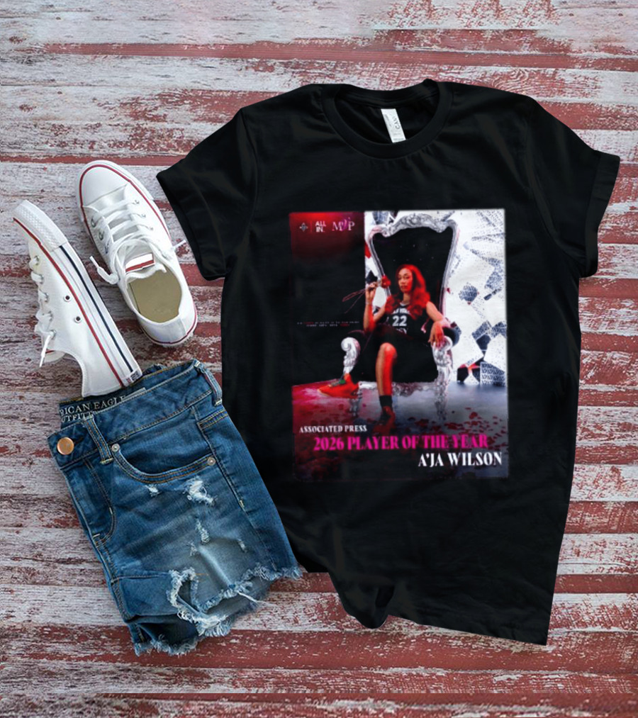Las Vegas Aces A'ja Wilson 2026 Player Of The Year Associated Press MVP All T-Shirt