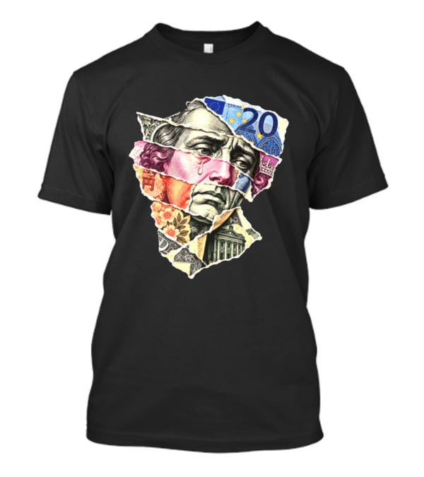 Benjamin Franklin Quote Sad Dollar Currency Collage Art Euro Note T-Shirt