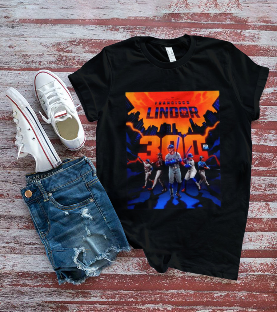 Francisco Lindor 300 HR Achievement Mets Skyline Celebration T-Shirt