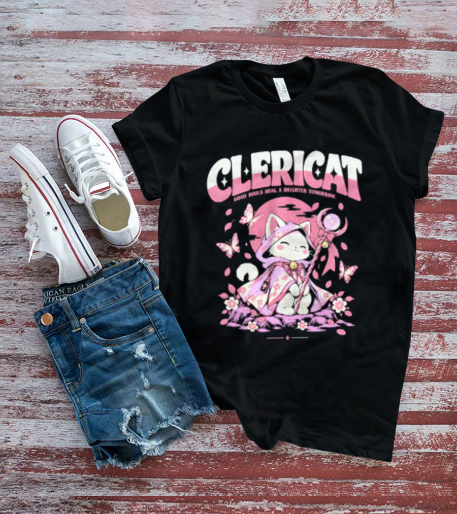 Clericat Good Souls Heal A Brighter Tomorrow Butterfly Blossoms T-Shirt