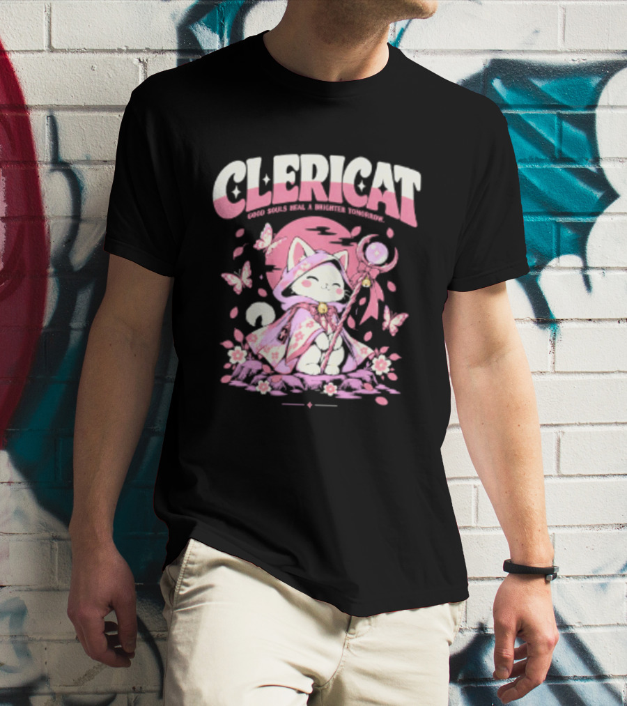 Clericat Good Souls Heal A Brighter Tomorrow Butterfly Blossoms T-Shirt
