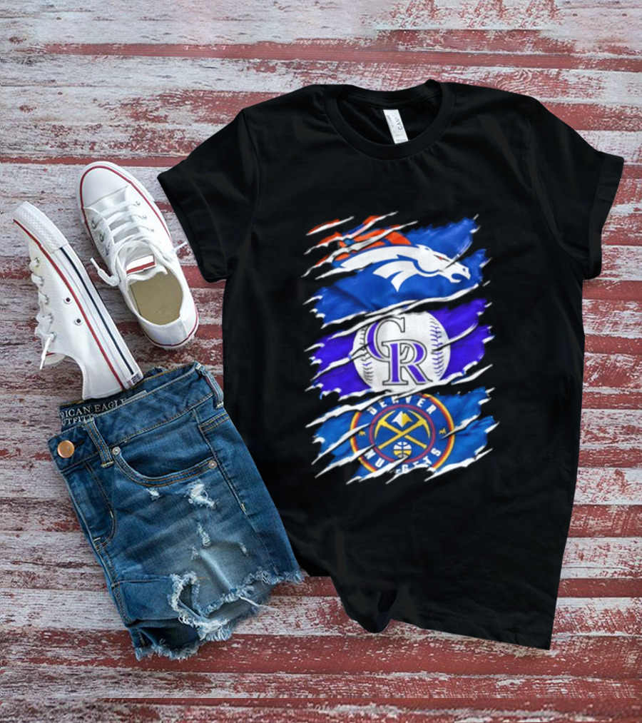 Denver Broncos Colorado Rockies Denver Nuggets Mashup Sports Fan T-Shirt