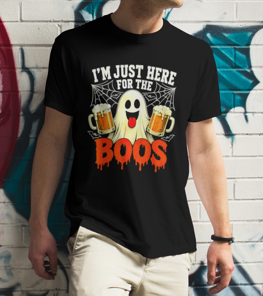 I'm Just Here For The Boos Ghost With Beer S Halloween T-Shirt
