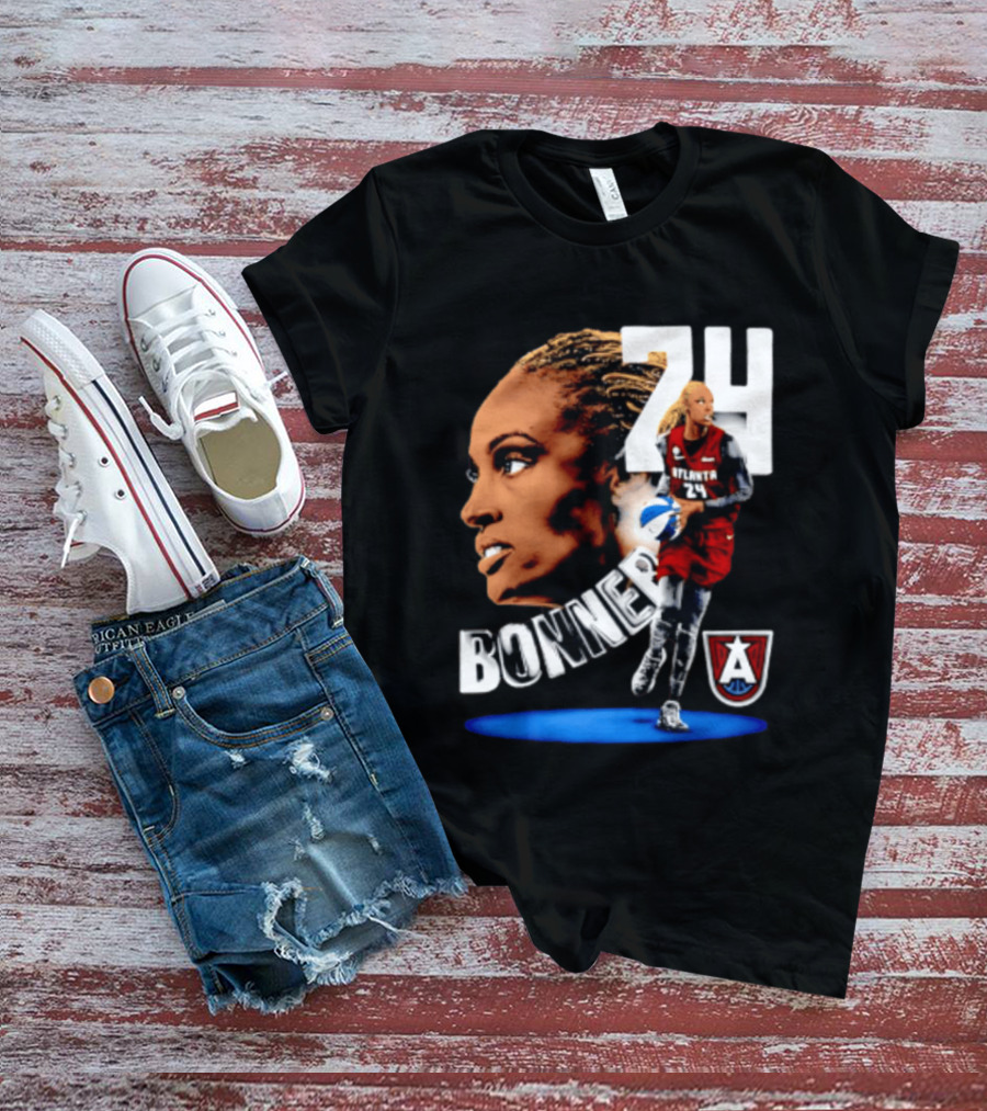 Dewanna Bonner 24 Atlanta Dream WNBA Basketball Player Portrait And Action T-Shirt