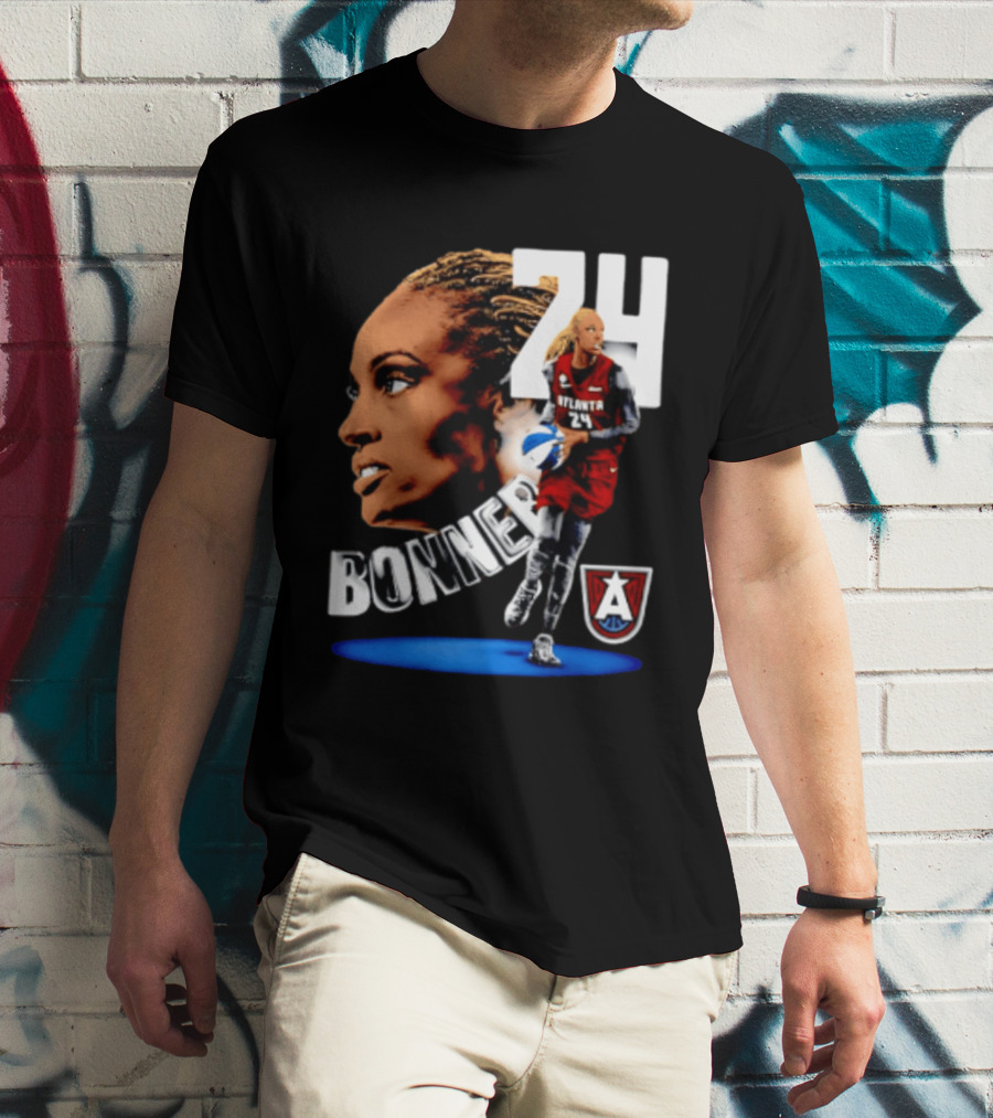 Dewanna Bonner 24 Atlanta Dream WNBA Basketball Player Portrait And Action T-Shirt