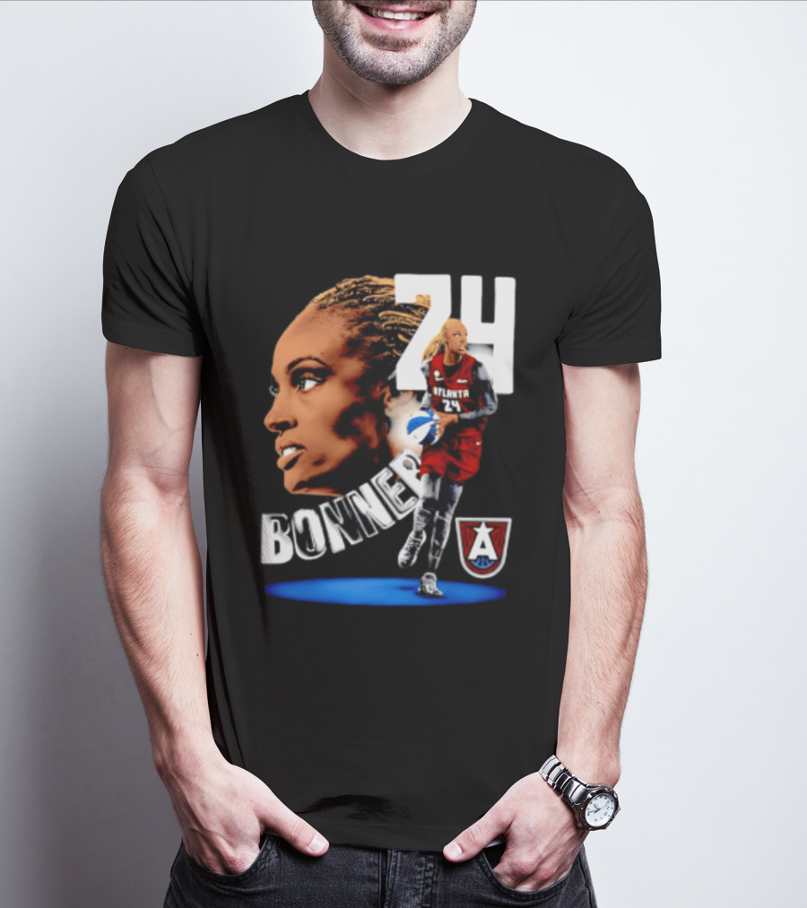Dewanna Bonner 24 Atlanta Dream WNBA Basketball Player Portrait And Action T-Shirt
