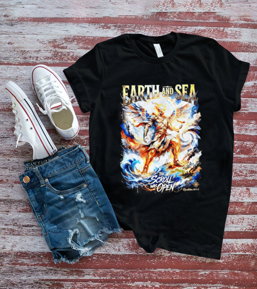 Earth And Sea Angelic Revelation The Scroll Was Open Revelation 10 1 2 T-Shirt