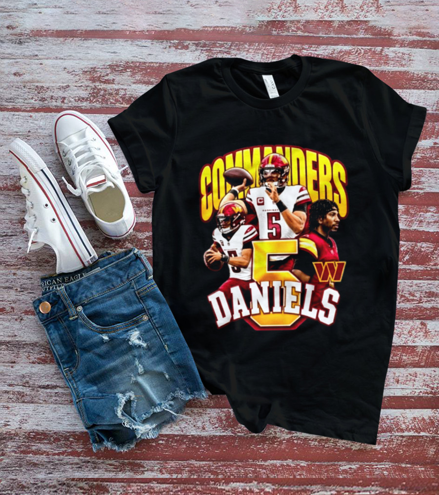 Commander Football Number 5 Jayden Daniels W T-Shirt