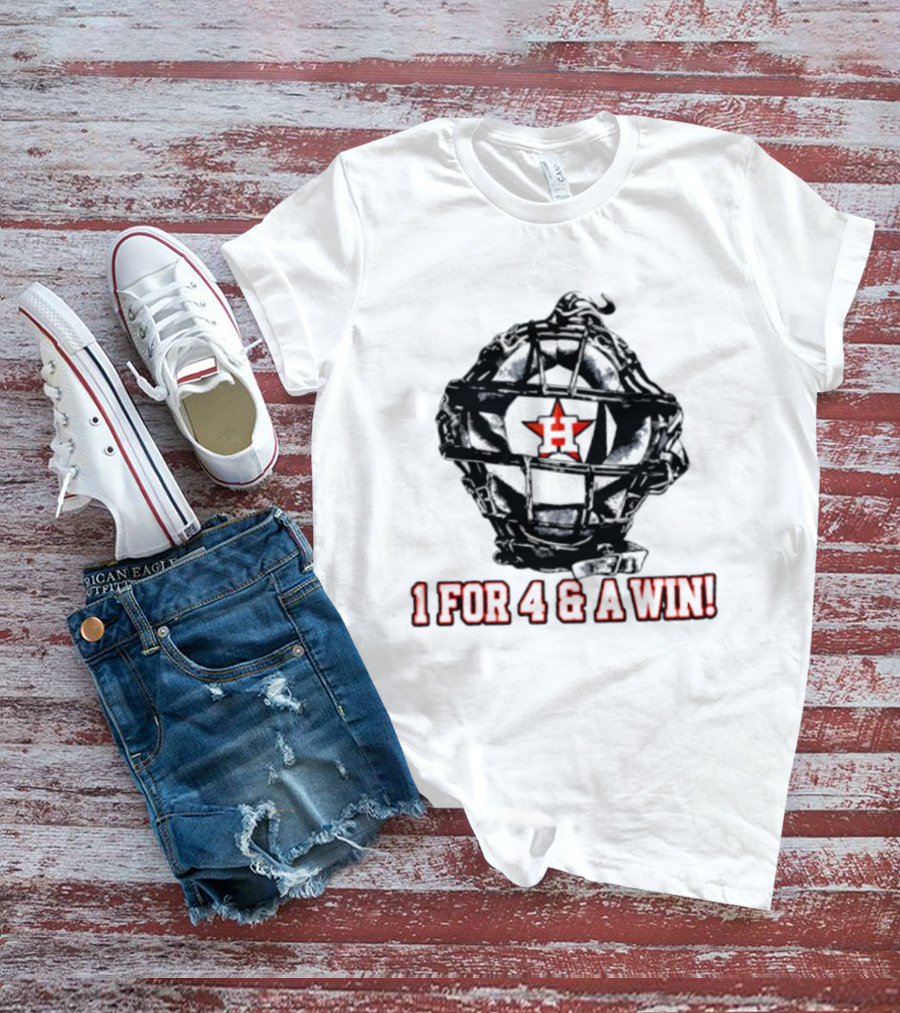 Houston Astros Baseball Helmet 1 For 4 And A Win Star T-Shirt