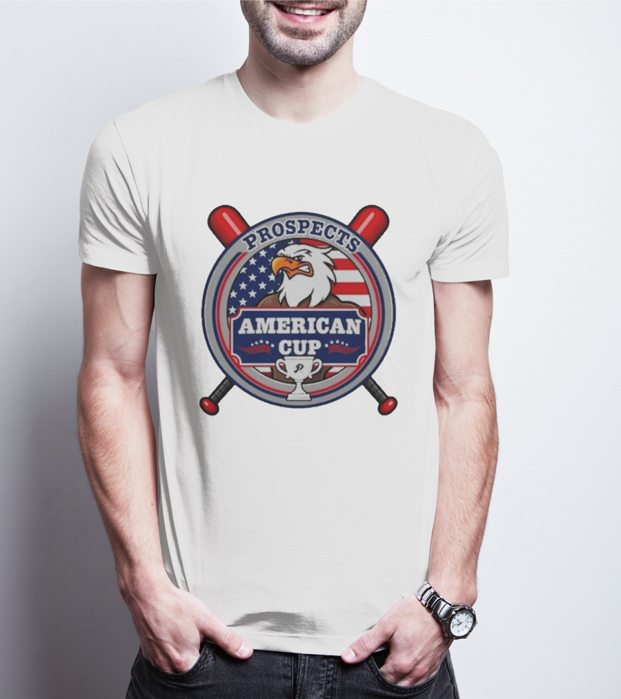 Prospects American Cup Eagle Emblem With USA Flag And Trophy T-Shirt