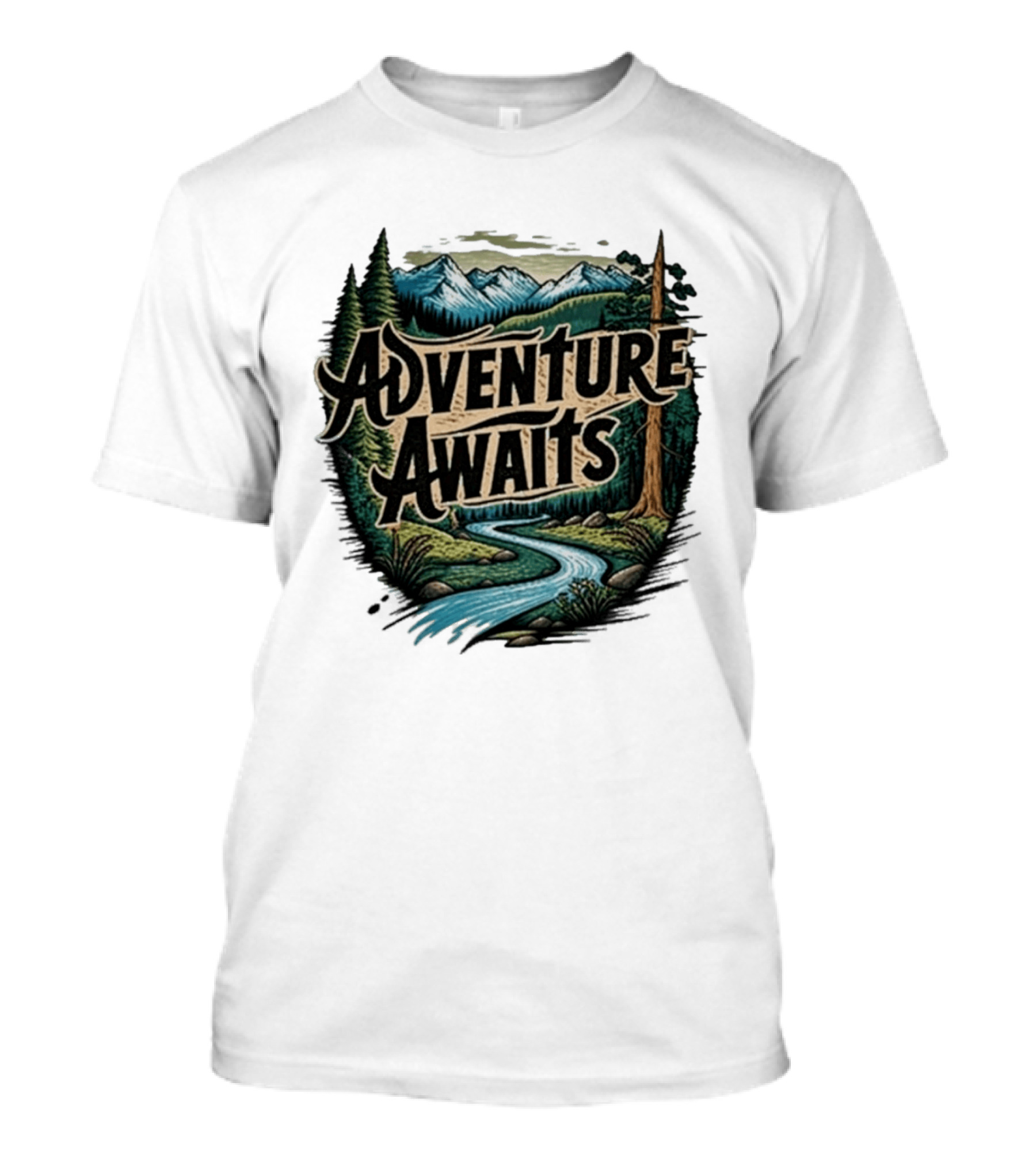 Adventure Awaits Scenic Nature Camping Family Summer Wanderlust Vacation T-Shirt