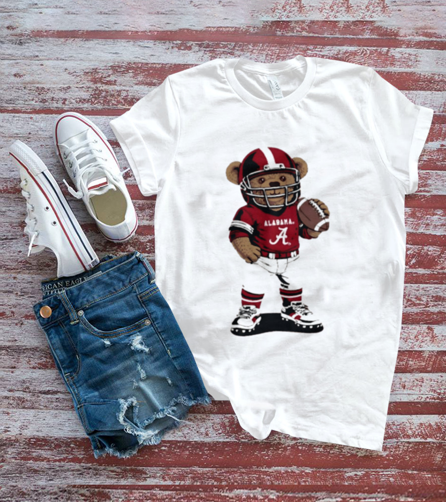 Alabama Crimson Tide 2026 Teddy Bear Football NCAA Team Spirit T-Shirt