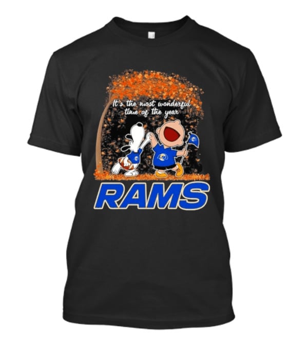 Los Angeles Rams Snoopy Charlie Brown It's The Most Wonderful Time Of The Year 2026 T-Shirt