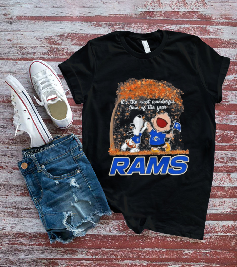 Los Angeles Rams Snoopy Charlie Brown It's The Most Wonderful Time Of The Year 2026 T-Shirt